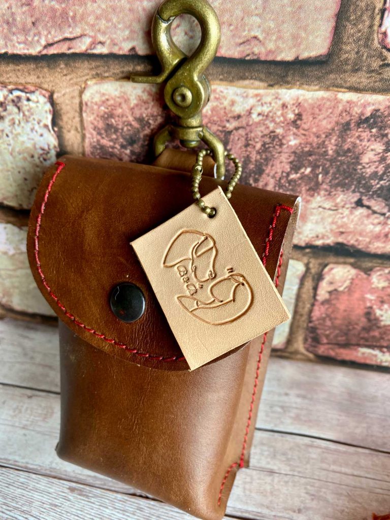 Leather Dog Treat Poo Bag Holder single