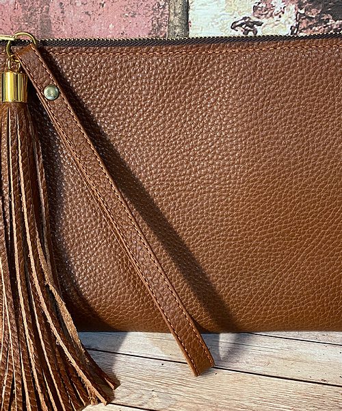 Brown-Soft-leather-clutch-bag-tassel-handmade-sanderson-textured-evening-Brown-tan-clutch-bag 7