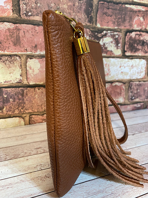 Brown-Soft-leather-clutch-bag-tassel-handmade-sanderson-textured-evening-Brown-tan-clutch-bag 7