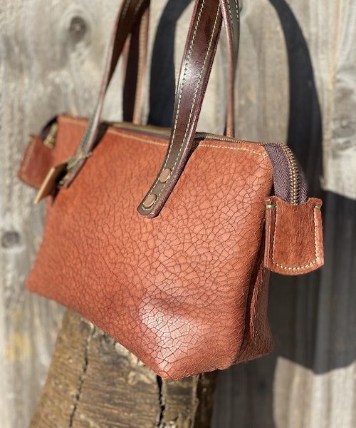 Crackle-Glaze-soft-Brown-Distressed-light-tan-leather-zip-top-handbag-ladies-bucket-bag