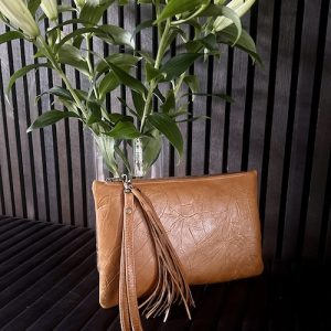 Brown Leather Clutch Bag
