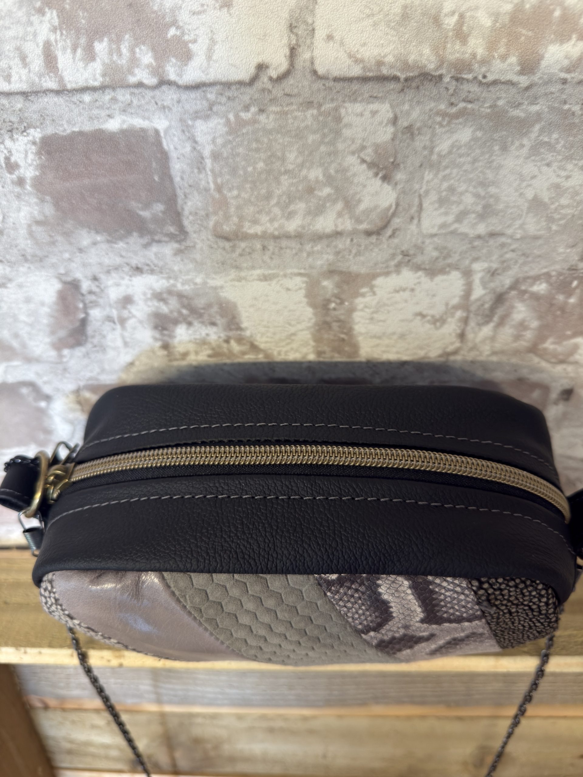 Black Leather Patchwork Evening Bag - Image 6