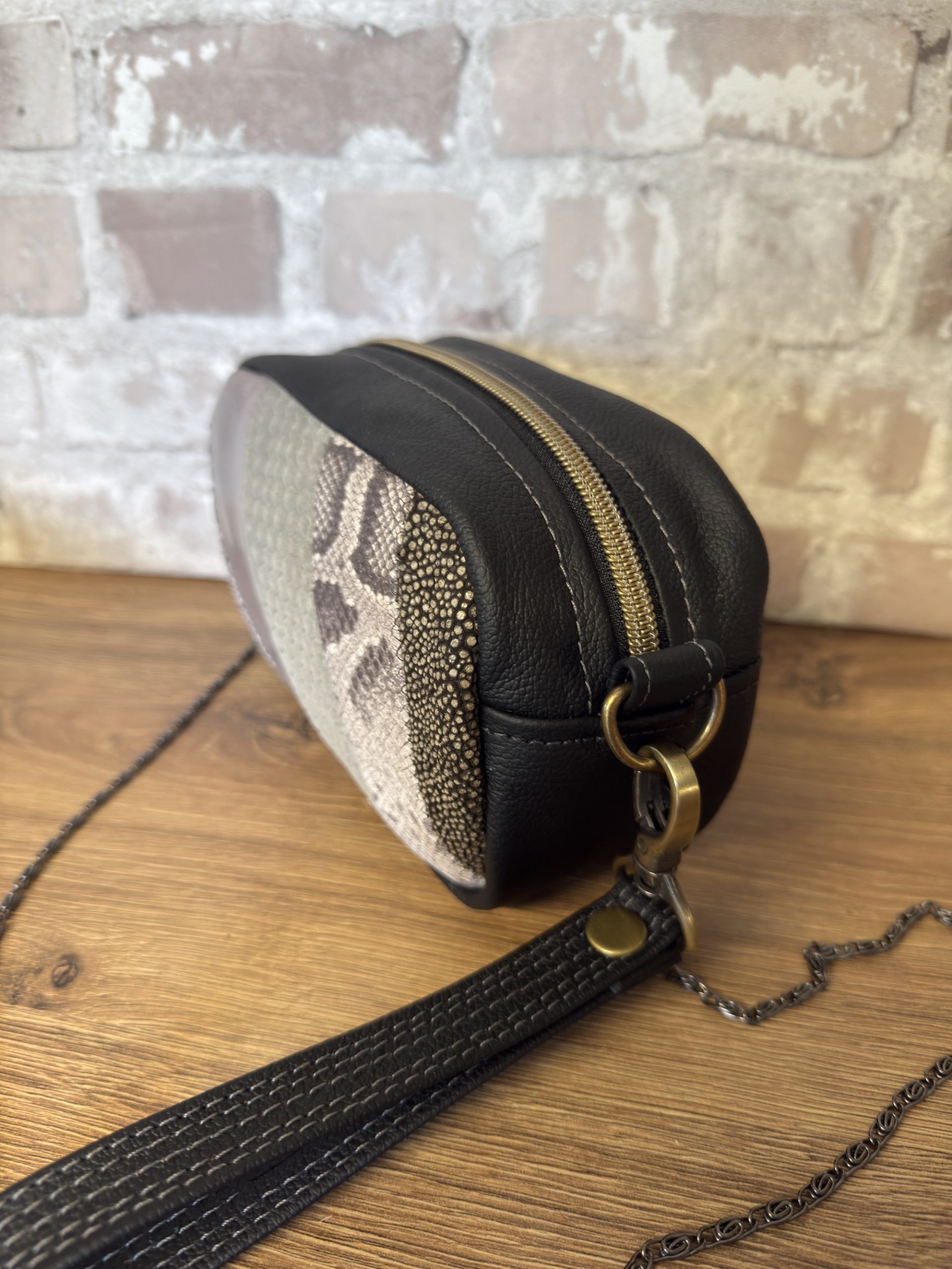Black Leather Patchwork Evening Bag - Image 4