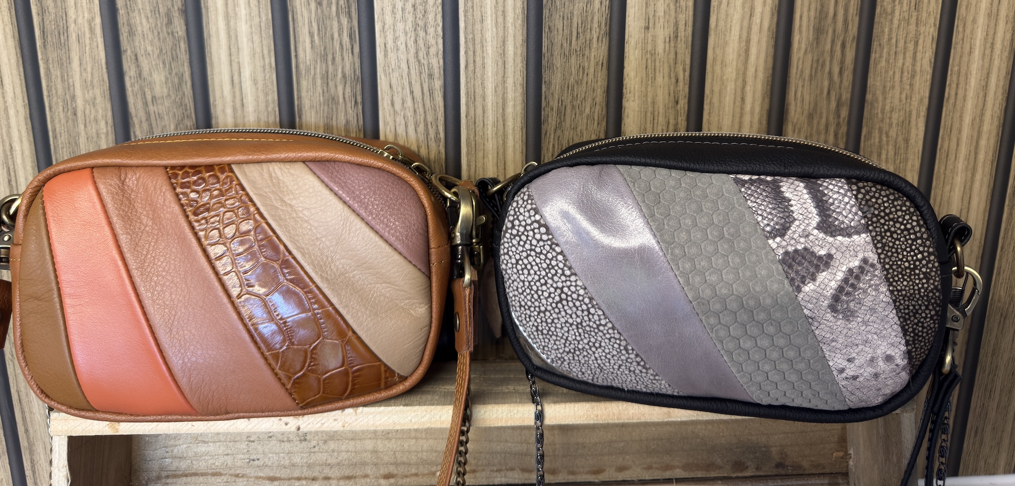 Black Leather Patchwork Evening Bag - Image 5