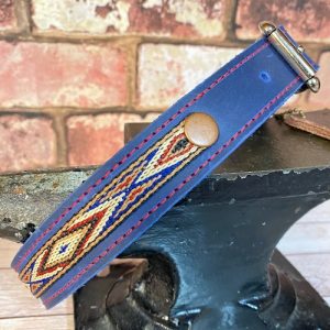 Dark Blue Leather Dog Collar