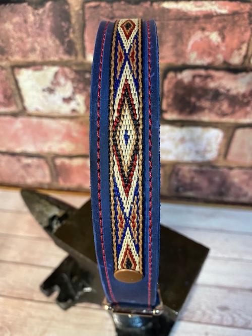 Dark Blue Leather Dog Collar - Image 3